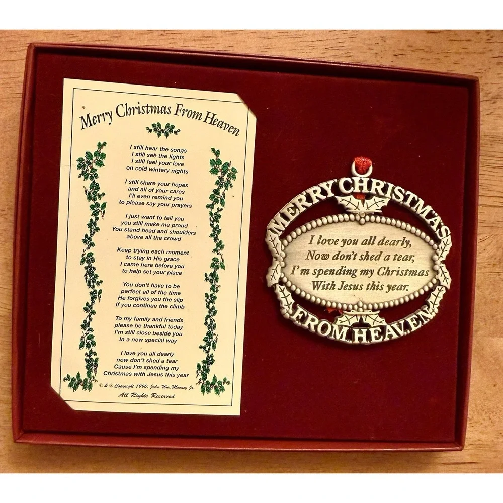 Merry Christmas From Heaven Pewter Ornament, Loved One Memorial Tree Decoration‎